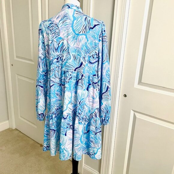 Lilly Pulitzer Blue Ocean Winona Swing Dress Size Large - Picture 4 of 9